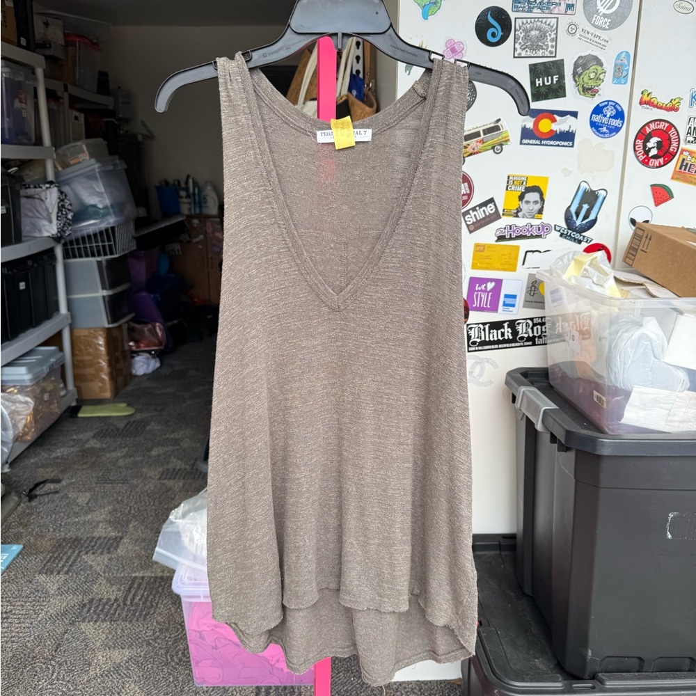 Olive green Sleeveless V-Neck Top
